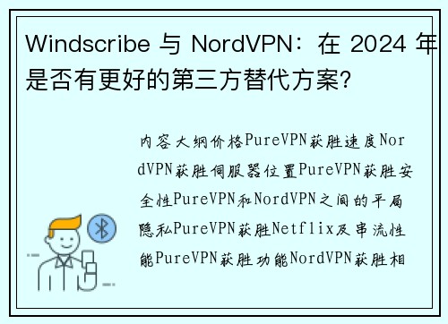 Windscribe 与 NordVPN：在 2024 年是否有更好的第三方替代方案？